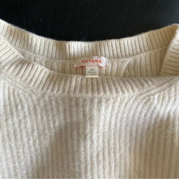 CUYANA Ribbed Open Back Sweater in Cream Size Small - Picture 6 of 8